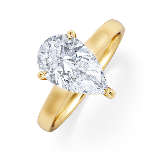 Amora Pear 2.09ct Hidden Halo Lab Diamond Engagement Ring F/VS Set in 18K Gold